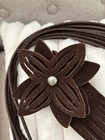1970 s Brown Suede Fringe Belt W Flower Petal Buckle One-size Adjustable
