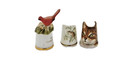 Bone China  Sewing Thimbles  Lot Vtg- England - Royal Worcester Birds Cats
