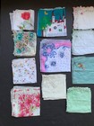  lot Of 19  Vintage Cotton Embroidered  printed white Hankies   Handkerchiefs