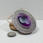 Amethyst Silver Plated Belt Buckle     Handmade Western Statement Buckle