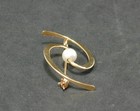 Vintage Mcm Tk Tru-kay 14k Yellow Gold Abstract Swirl Pearl Brooch Pin 585 Solid