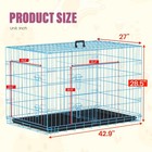Dog Crate For Large Dogs 42 Inch Folding Kennel Metal Pet Cage Blue