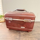 Vintage 1980 s American Tourister Burgundy Hardshell Makeup Train Case Luggage