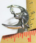 Man In Moon Pin W woman Vintage Motorcycle Collectible Old Biker Vest Pinback