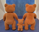 Vintage Flocked Brown Bear Family Lot  3 