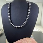 Navajo Pearl Beads 8 Mm Sterling Silver Necklace Length 16  For Women