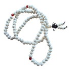 108 Bead White Wooden Bodhi Buddhist Prayer Mala Bracelet Meditation Rosary