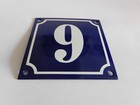 House Number 9 French Handmade Enamel Porcelain Plaques Address Sign 4 X 4 