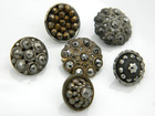 Lot Of 6 Antique Vintage Buttons Metal With Cut Steels Mixed Designs
