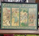 Antique Carsten Ravn Rare Advert Carlsberg Pilsner Beer Print Art Lithograph