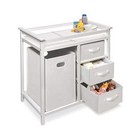 Modern Baby Changing Table With Laundry Hamper  3 Storage Drawers And Pad  Di   