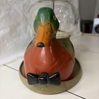 Vintage Carousel Ind  Metal Hand Painted Coin Turn Duck Gumball Machine-works