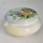 Vintage Hand Painted Porcelain Trinket Box Floral Signed Italian Cottagecore