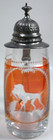 Vintage German Crystal Glass Etched Bird Beer Jug Mug Dragon Gothic Figurine 
