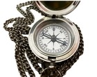 Vintage Pocket Compass Necklace Silver Navigation Pendant Explorer Gift