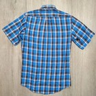 Vintage 1980s 90s Levis Button Shirt Short Sleeve Mens Size Small Blue Plaid 