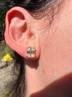 Emerald Cut Real Moissanite Solitaire Stud Earrings 14ct Gold Plated 925 Silver