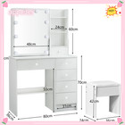 10 Led Lighted Mirror 6 Drawers Vanity Makeup Table Dressing Desk Set W stool