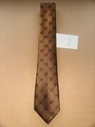 Gucci Gg Micro Silk Tie Brown   Bronze Jacquard Tie Nwt