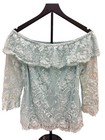 White House Black Market Mint Off-shoulder Lace Top With Ruffle Detail  copy 