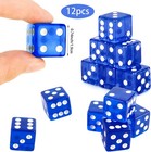 12 Pieces 19mm Casino Dice Set Translucent 6 Sided Game Dices Square Corner Dice