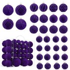 Velvet Christmas Ball Ornaments - 46pcs Flocked Christmas Tree Purple