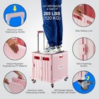 Foldable Shopping Cart Rolling Handcart 4-wheel Telescoping Handle Cart With Lid