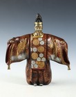 Japanese Old Vintage Noh Dancer Metal Figure -okina-     Tsushima