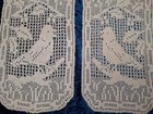 Antique Mary Card  holly   Bird  2 X Doilies 1931 Design Filet Hand Crochet