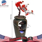 Flower Vase Waterfall Table Top Led Light Indoor Water Fountain Fengshui Decor