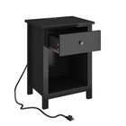 Nightstand With Charging Station  Wooden Top Bedside Table With Drawer And St   