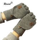 1pair Unisex Knitted Fingerless Gloves Winter Warm Thick Half Finger Gloves