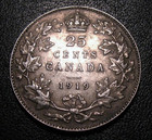 Old Canadian Coins 1919 Canada Silver Highgrade Twenty Five Cents 25 C