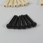 A Set Of 6 Acoustic Guitar Bridge Pins  aged White black ivory 