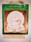 Vintage Fine Porcelain 10 Piece Miniature Tea Set Childdens Collector Bone China