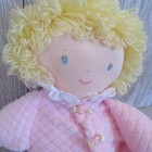 Eden Pink Plush Doll Thermal Waffle Weave Knit Blonde Baby Lovey Toy
