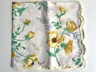 Vintage D Porthault France Yellow Floral Dinner Napkins Scalloped Edge Set  4  1