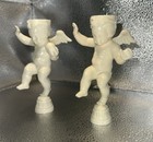 Vintage 1971 Wilton Wedding Cake Pillars Dancing Cupid Cherub Angel Set Of 2