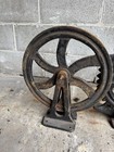 Vintage Industrial Cast Iron Flywheel   Gear Pulley Set     Heavy Machine Wheels 