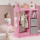  Kids Armoire With Mirror  Open Hanging Dress Up Storage With Shelves And Pink
