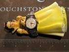 Vtg 60   s Disney Snow White Watch Steel Band And Ceramic Glaze Figurine Set Works