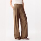 The Row Women s Wool Loose Double-pleated Casual Wide Straight-leg Pants