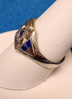Vtg  10k White Gold Masonic Ring W blue Enamel - Sz 9 - 5g