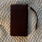 Brown Leather Zip-around Wristlet Wallet W  Id Window  Card Slots   Strap