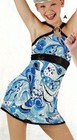  Blue Paisley Print 70 s Style Mini Dress Dance Costume Top Dress Ch ladies Nwt