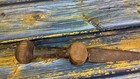 Vintage Hand Forged Iron Knife Engraved Silver Work On Blade Wood Handle M7