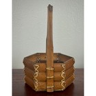 Japanese Bamboo Hexagon Basket  Tall Handle  Ikebana Flower Basket