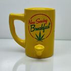 Now Serving Breakfast Hand Pipe Coffee Mug Bowl Cup Smoke Gift Yellow Ceramic