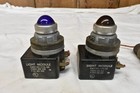 Lot Of Vintage Red Yellow Blue Jeweled Glass Industrial Machine Indicator Lights