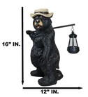 Forest Black Bear Outdoor Hiking Figurine W  Solar Led Lantern Garden Home Decor